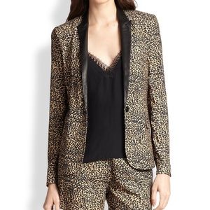 The Kooples Baby Leopard Leather Lapels Blazer